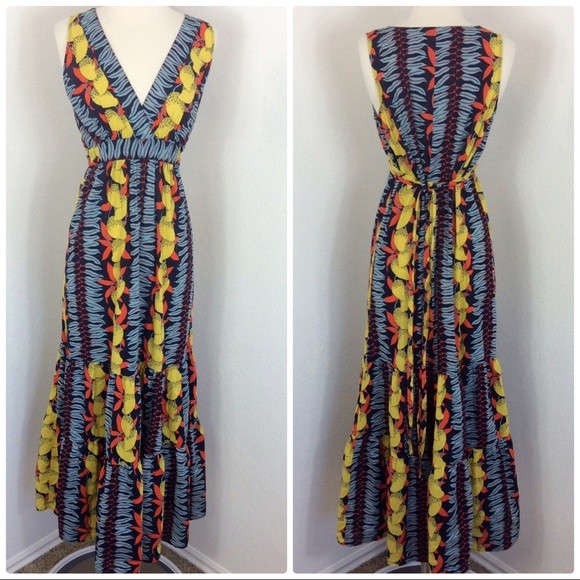 CAbi Dresses & Skirts - ⚜️ CAbi ⚜️ V-Neck Lemon Print Maxi Tie Waist M